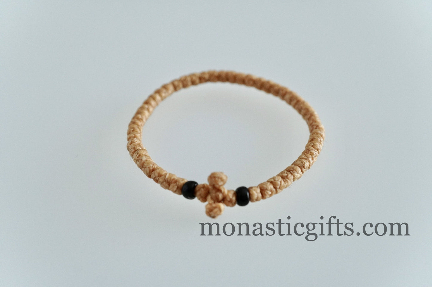 Handmade Greek Orthodox Waxed Prayer Bracelet - Adjustable Thin Komboskini Rope with Beads