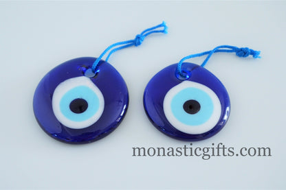 Blue evil eye glass  2Pcs 5.5 cm -  evil eye  - glass Greek evil eye-Turkish nazar boncuk a perfect Idea for Gifts Home Decor 2 pieces