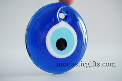 Blue evil eye glass  1 Pcs 7 cm -  evil eye  - glass Greek evil eye-Turkish nazar boncuk a perfect Idea for Gifts Home Decor 1 pieces