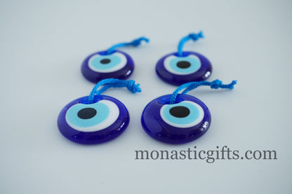 Blue evil eye glass  4Pcs 3cm -  evil eye  - glass Greek evil eye-Turkish nazar boncuk a perfect Idea for Gifts Home Decor 4 pieces