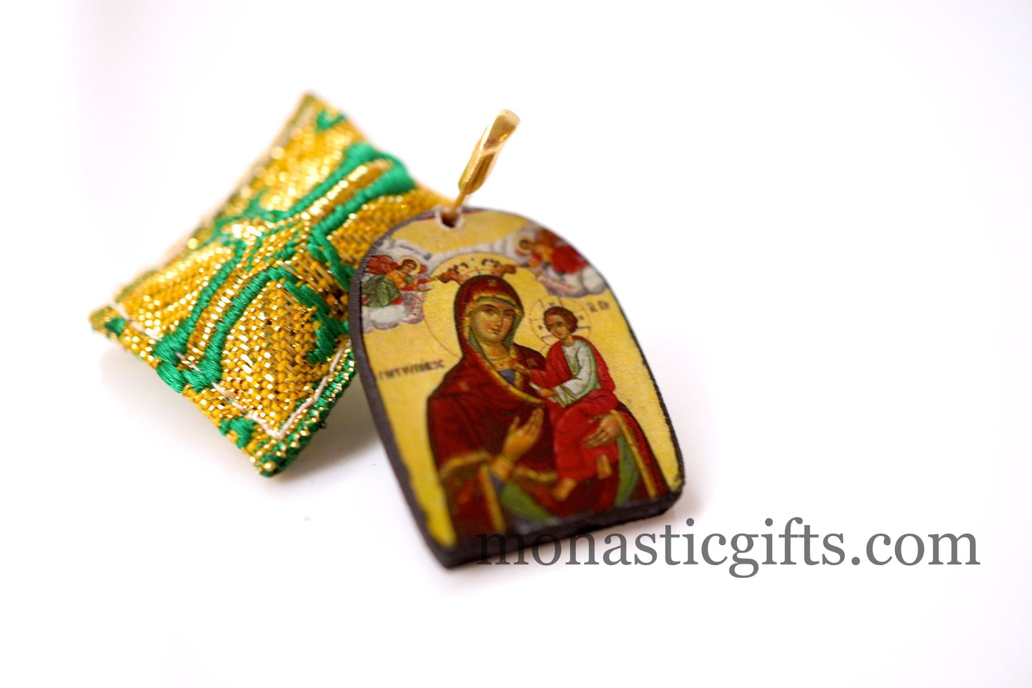 Amulet Orthodox Φυλακτο ,Rectangular pendant with handmade icon of Mother of God,FIlachto ,Filakto ,Filaxto Orthodoxer Glücksbringer