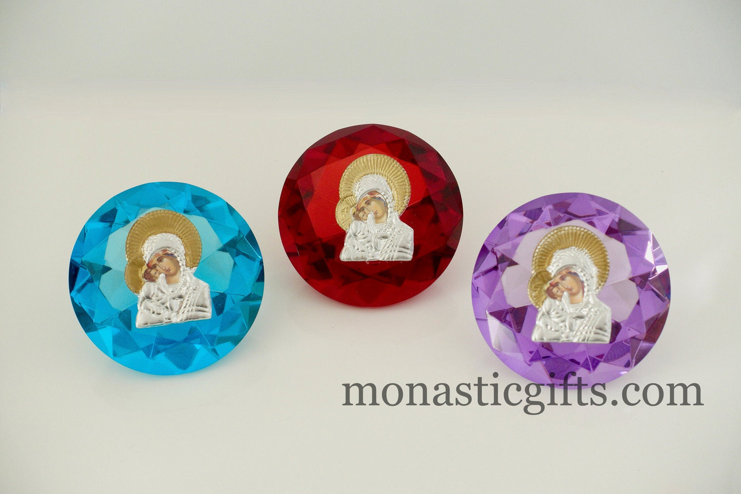 Virgin Mary Icon with Jesus  on  round stained glass Religious Gifts, Baptism Gift, Religious Art, New Mother  Orthodox Christian Gift