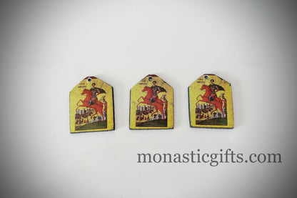 Tiny icon Saint Dimitrios  3pcs - Wood  Byzantine Christian  Tiny Orthodox Icon amazing idea to make orthodox Christians gifts