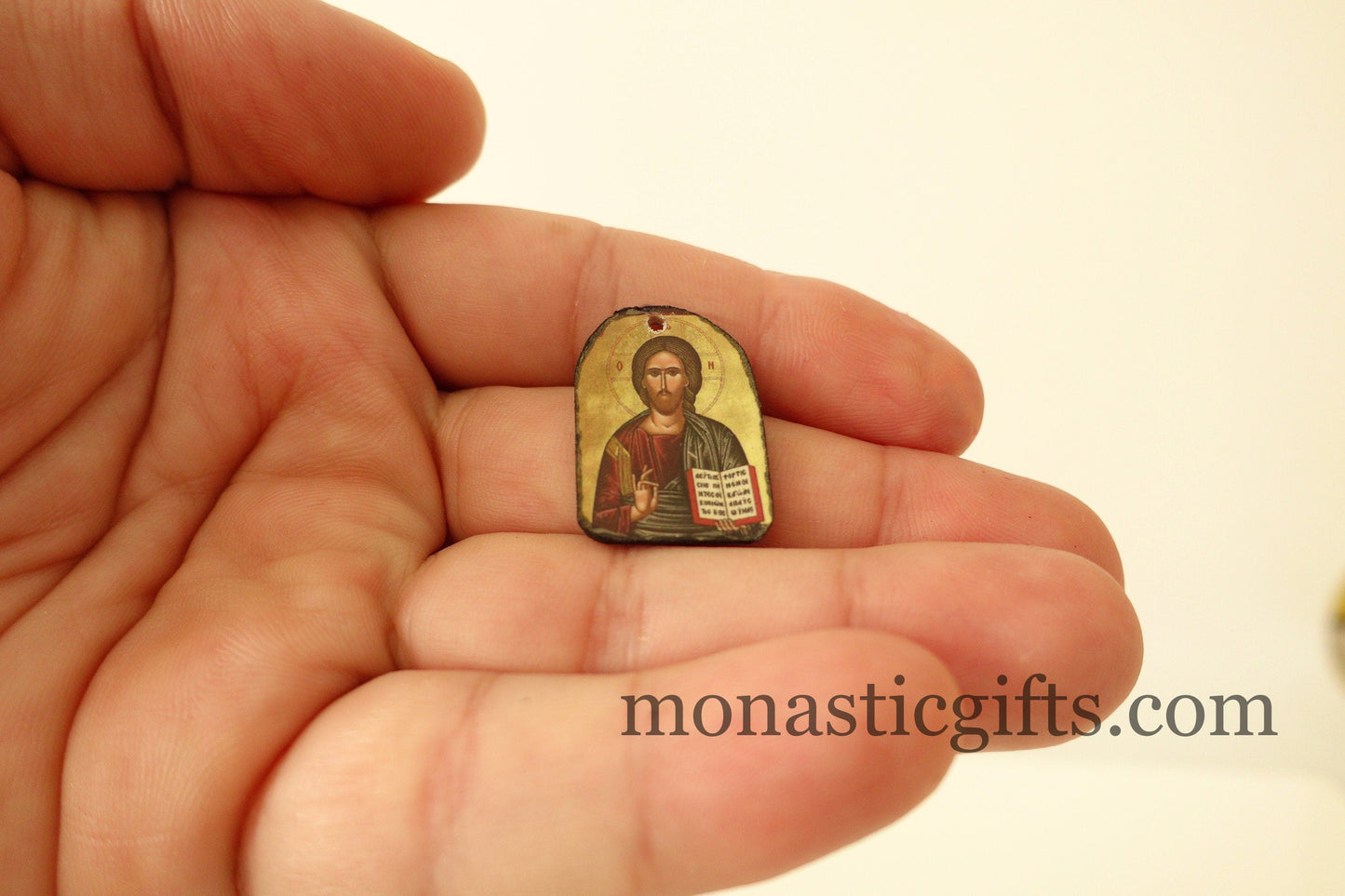 Tiny icon Jesus Christ  3pcs - Wood  Byzantine Christian  Tiny Orthodox Icon amazing idea to make orthodox Christians gifts