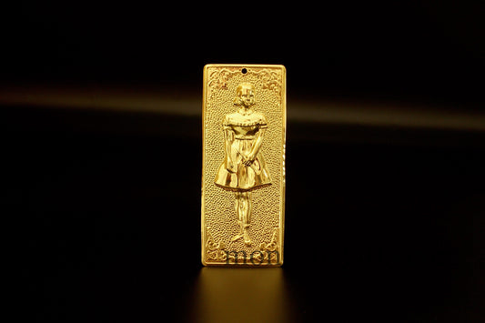 tama votive offering "Girl" votive, Gold Colored Byzantine Greek Eastern Orthodox Promise Icon, Ex Voto