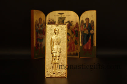 tama votive offering "Boy" votive Gold Colored Byzantine Greek  Eastern Orthodox Promise Icon, Ex Voto