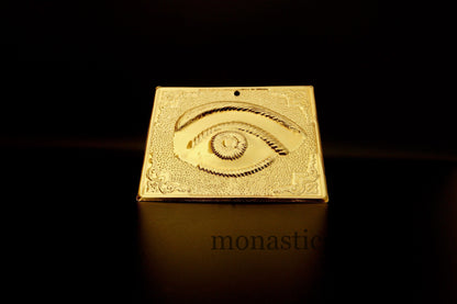 tama votive offering The Eye Gold Colored votive, Byzantine Greek Eastern Orthodox Promise Icon, Ex Voto