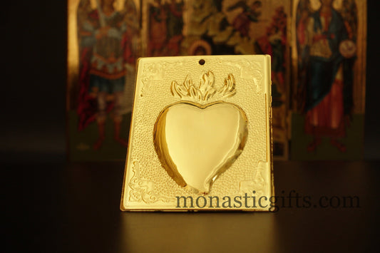 tama votive offering Heart Gold Colored votive, Byzantine Greek Eastern Orthodox Promise Icon, Ex Voto