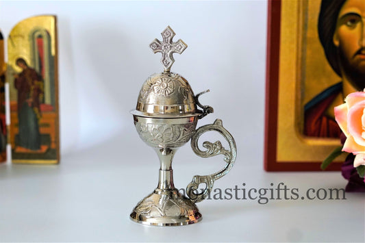 Incense Burner Curved Handmade - Perfume burner - Thurible Censer brass Little Church with handle Christian Artefact With free Gifts