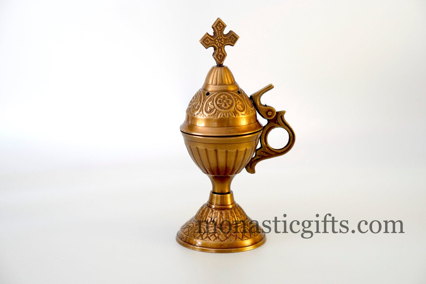 Carved antique brass home censer, Handmade Burner with handle Christian Artefact With free Gifts