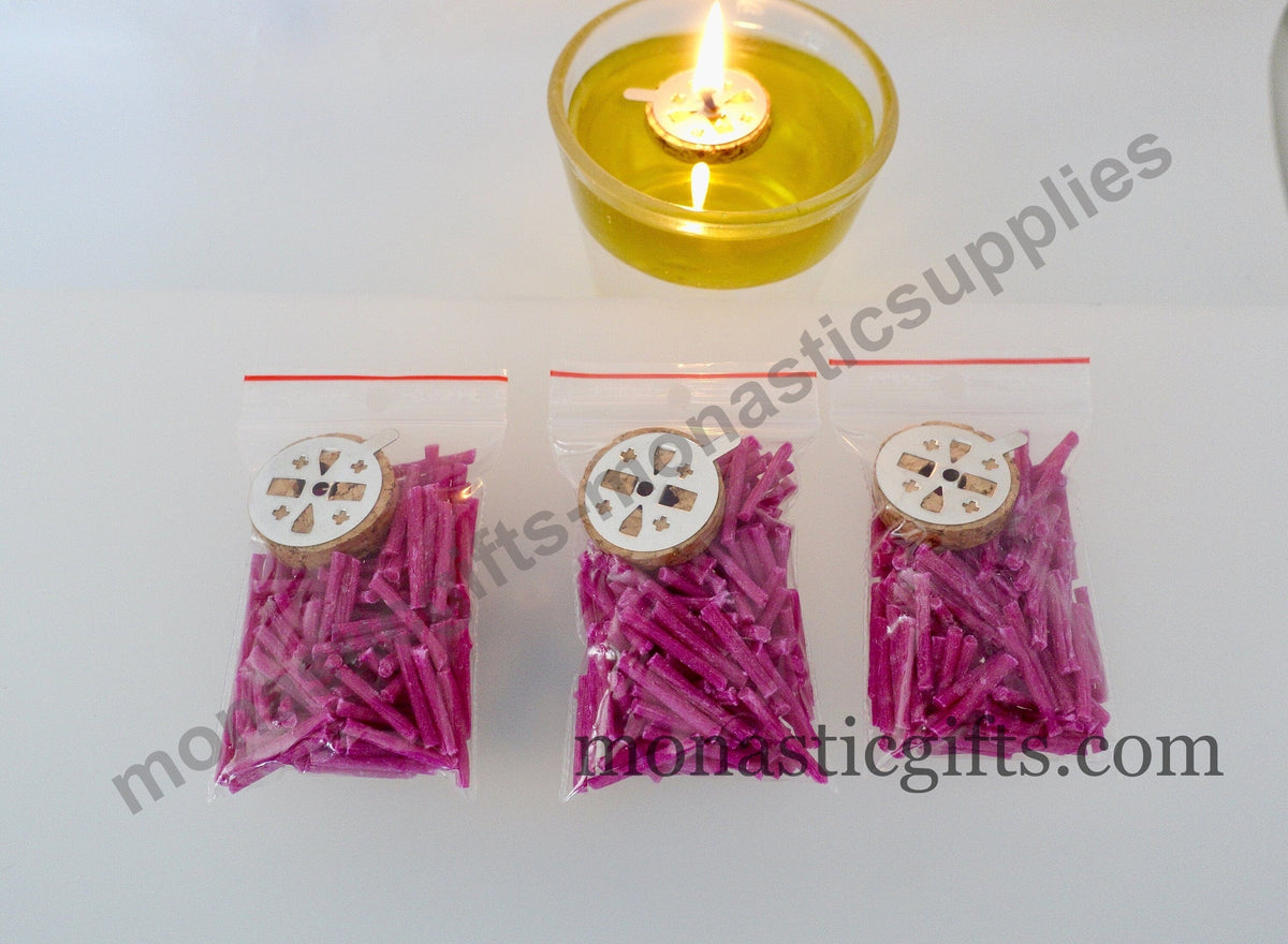 Paraffin floating candle wicks pack with round cork float for oil lamps and vigil candles