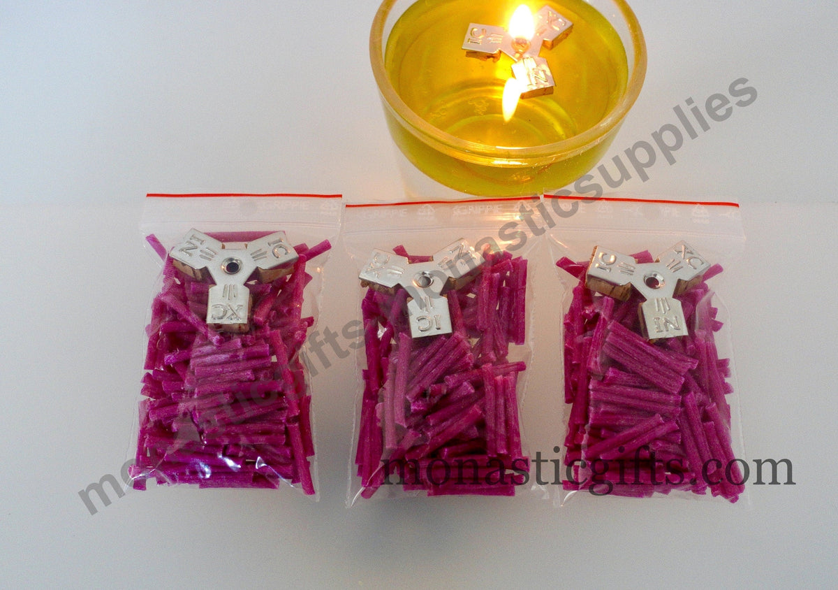 Paraffin floating candle wicks pack with triangular cork float for oil lamps and vigil candles