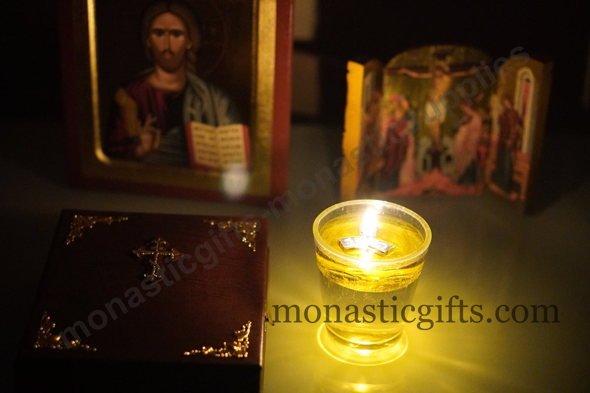 Paraffin floating candle wicks pack with triangular cork float for oil lamps and vigil candles