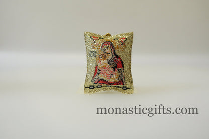 Amulet Rectangular pendant with Saint Nicholas and Mother of God ,FIlachto ,Filakto ,Filaxto Orthodoxer Glücksbringer