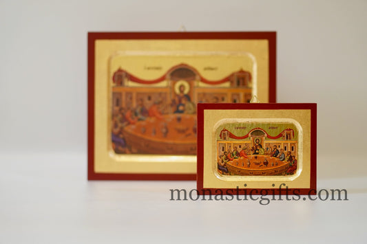 The Last Supper icon, Holy Communion  icon Greek  Orthodox IconLast Supper , Byzantine art wall hanging icon on wood plaque, religious gift