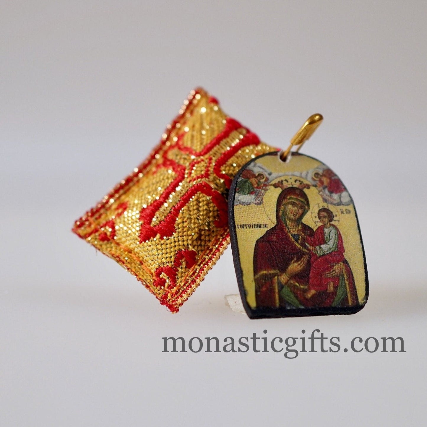 Amulet Orthodox Φυλακτο ,Rectangular pendant with handmade icon of Mother of God,FIlachto ,Filakto ,Filaxto Orthodoxer Glücksbringer