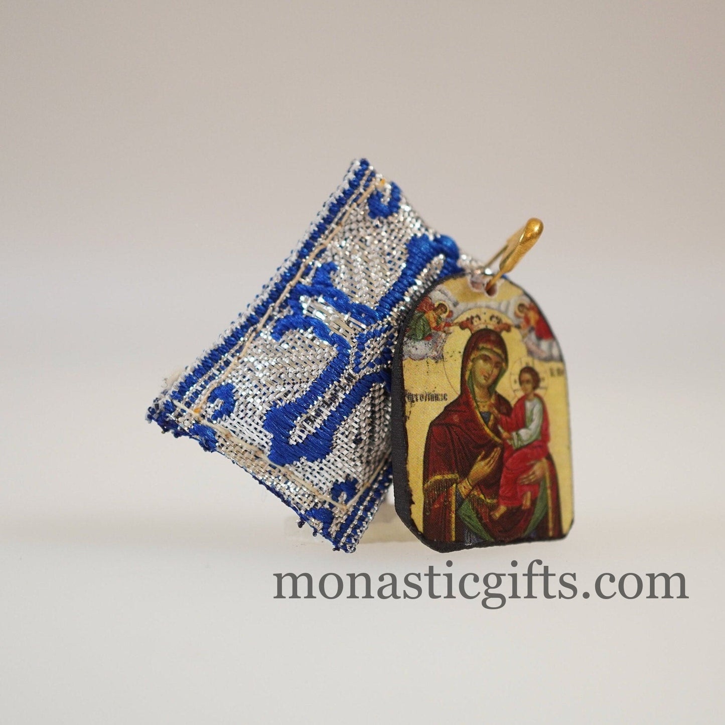 Amulet Orthodox Φυλακτο ,Rectangular pendant with handmade icon of Mother of God,FIlachto ,Filakto ,Filaxto Orthodoxer Glücksbringer