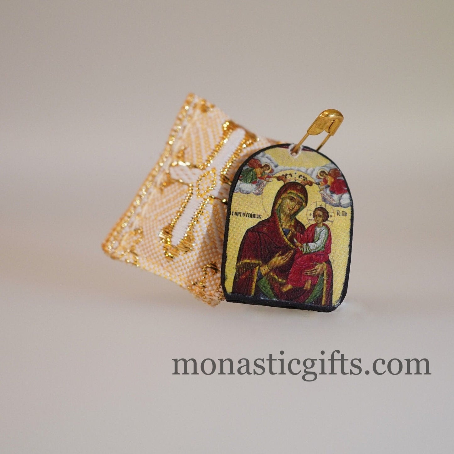 Amulet Orthodox Φυλακτο ,Rectangular pendant with handmade icon of Mother of God,FIlachto ,Filakto ,Filaxto Orthodoxer Glücksbringer