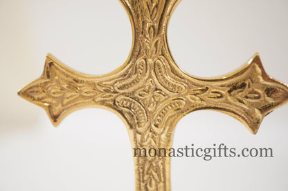 Standing Cross Altar Carved brass - Croce da altare Home Decor  a perfect Christian Gift