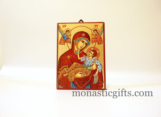 Mother of God  Handmade Orthodox Icon, Byzantine art wall hanging icon on wood plaque, religious gift