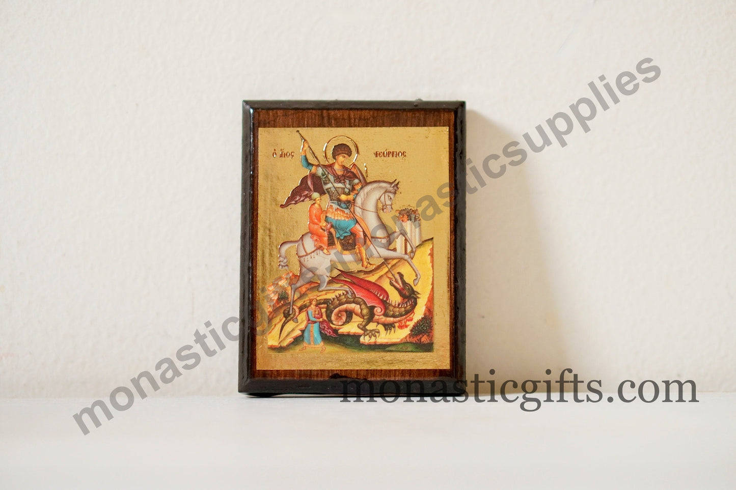 Saint George Byzantine Icon Wood Refrigerator Magnet — Handmade Orthodox Christian Holy Gift & Art Souvenir