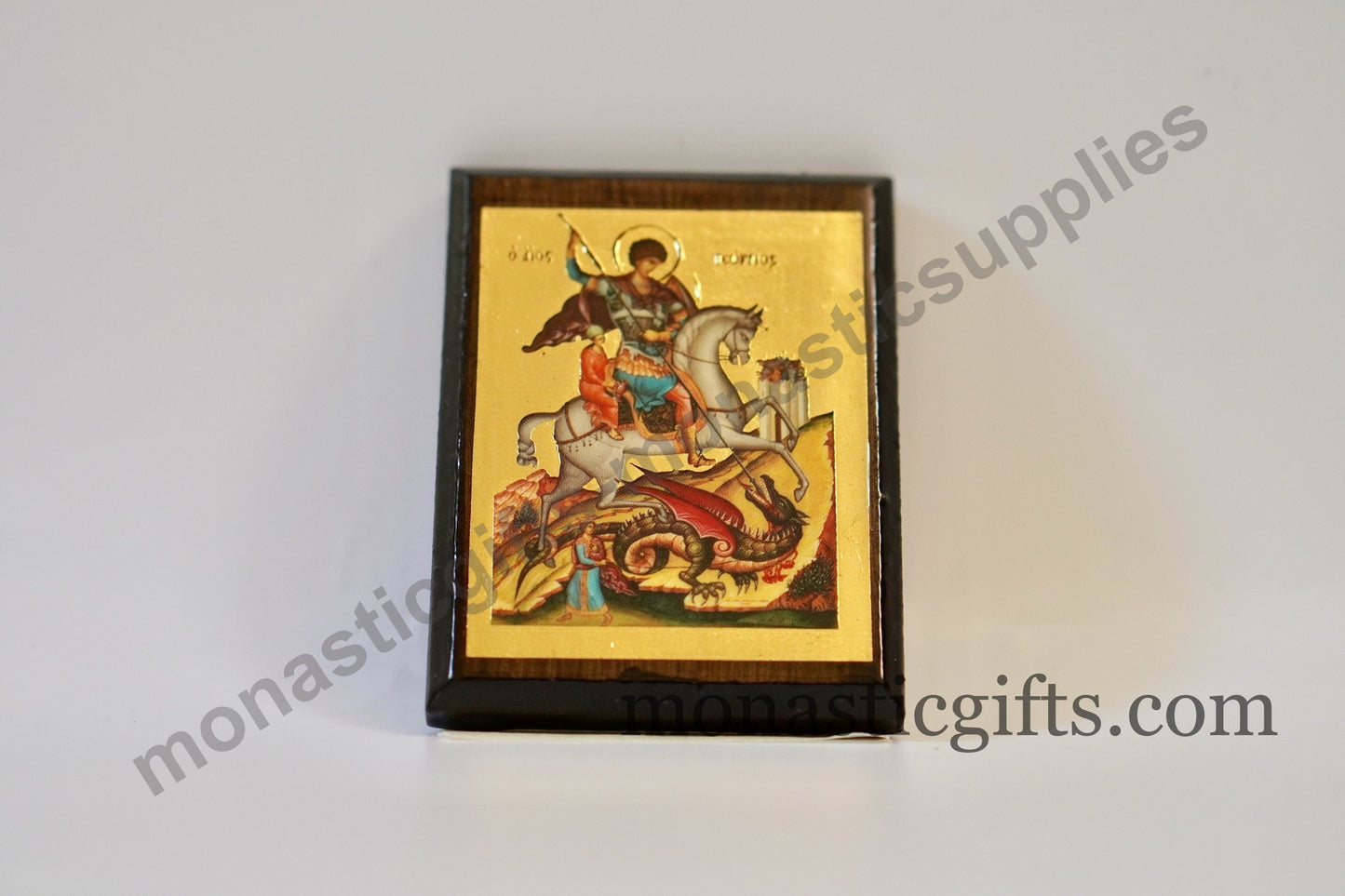 Saint George Byzantine Icon Wood Refrigerator Magnet — Handmade Orthodox Christian Holy Gift & Art Souvenir
