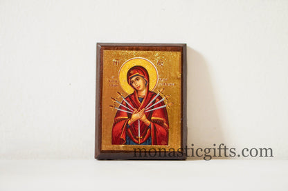 Virgin Mary Seven Swords byzantine icon in magnet  ,refrigerator magnet.