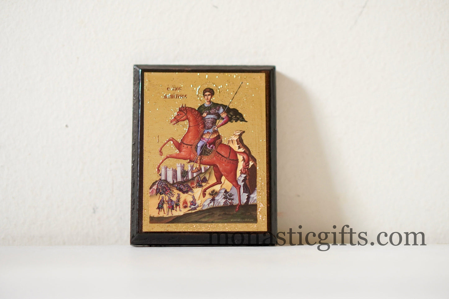 Saint Demetrios Dimitrios Handmade Wooden Magnet Icon — Refrigerator & Magnetic Altar Scale