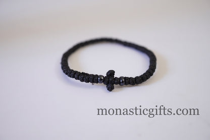 Komboskini -Prayer Rope ,1 pcs Black waxed thin with Stone beads,Orthodox Gift.