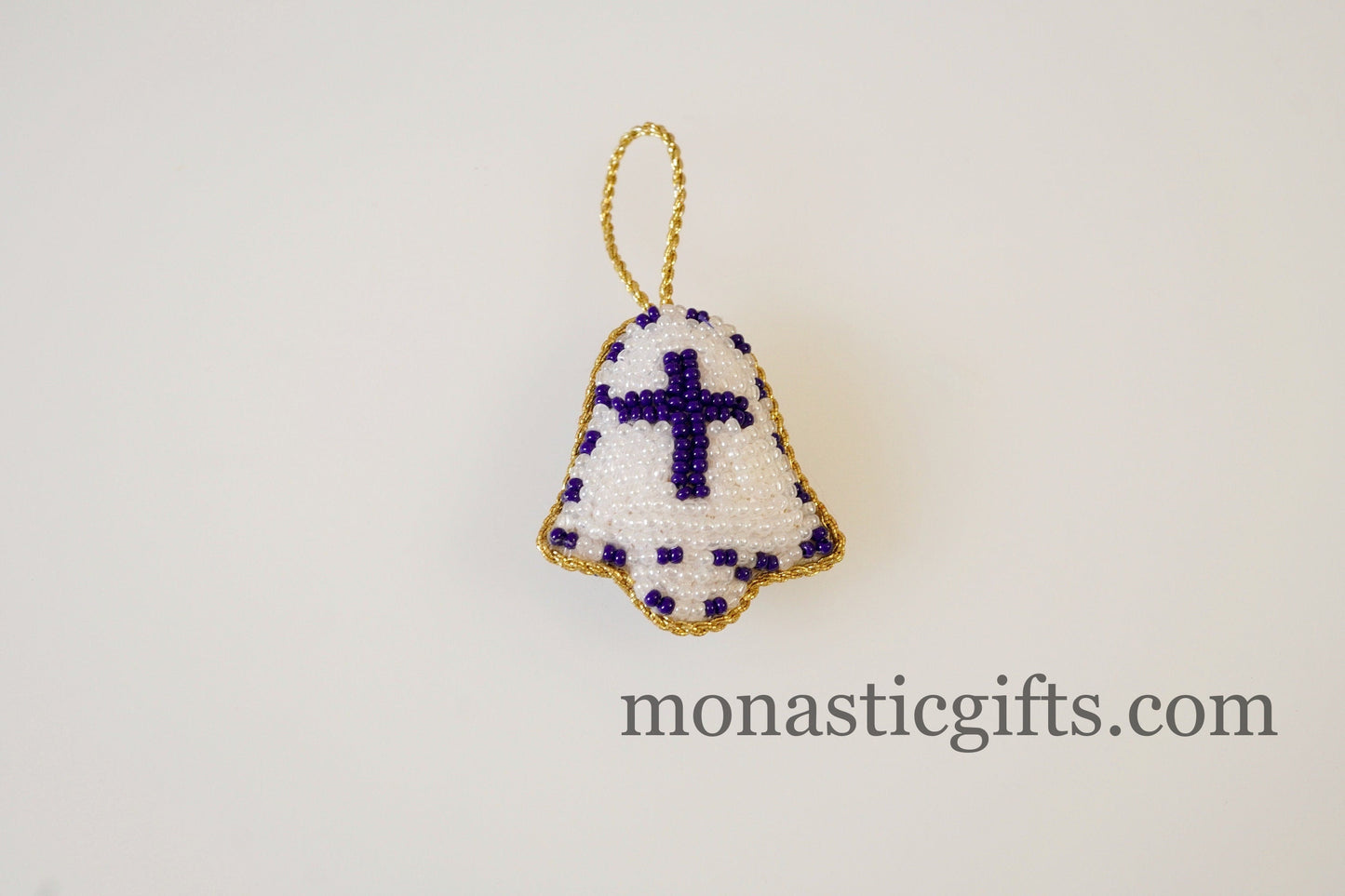 Christian traditional amulet with beads and gold thread Bell pendant  ,Filakto , very beautiful like jewl