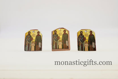 Tiny icons of saint Raphael, Nicholas and Irene 3pcs - Wood  Byzantine Christian  Tiny Orthodox Icon amazing idea to make orthodox gifts