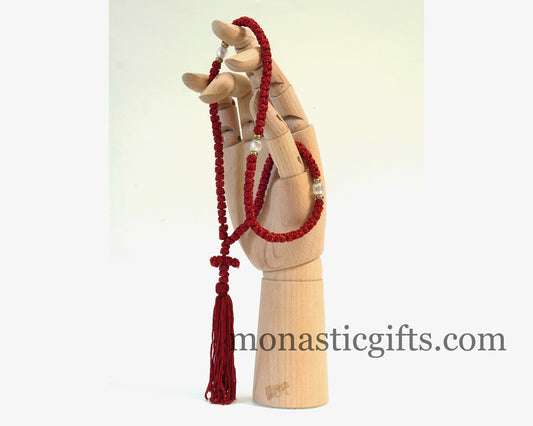 Orthodox Red Prayer Rope 100 knots -  Rosary 100 Knots -  Rosario - Komboskini - Rosenkranz