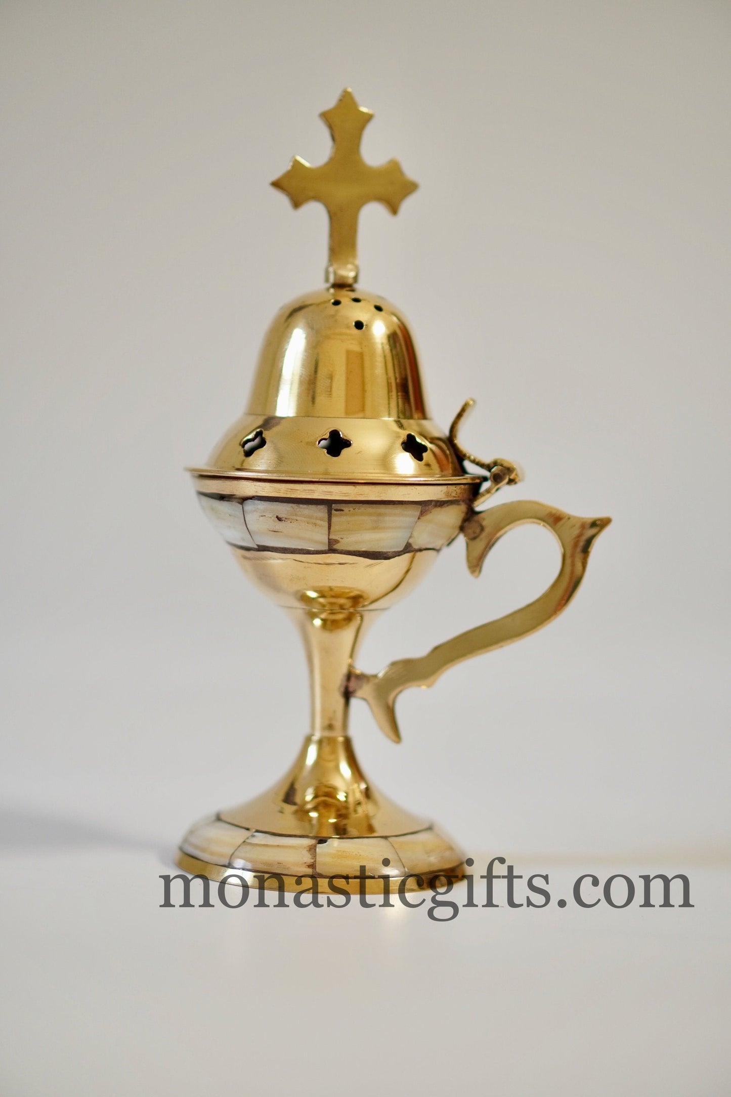 Brass Incense Burner with mother of pearl (Sea shell) 330 gr With free Gifts