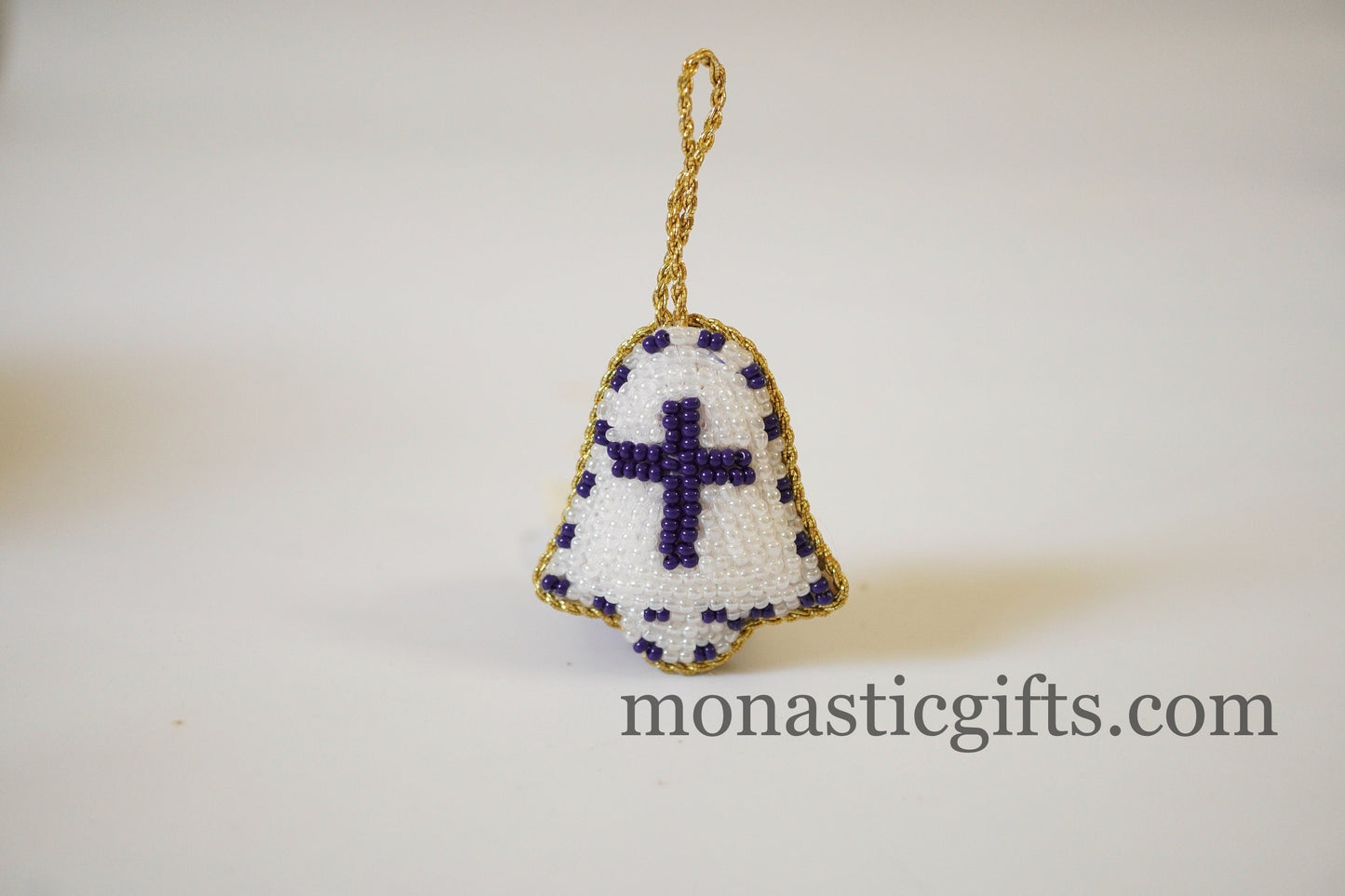 Christian traditional amulet with beads and gold thread Bell pendant  ,Filakto , very beautiful like jewl