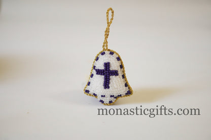 Christian traditional amulet with beads and gold thread Bell pendant  ,Filakto , very beautiful like jewl