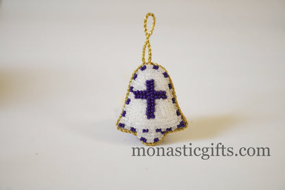 Christian traditional amulet with beads and gold thread Bell pendant  ,Filakto , very beautiful like jewl