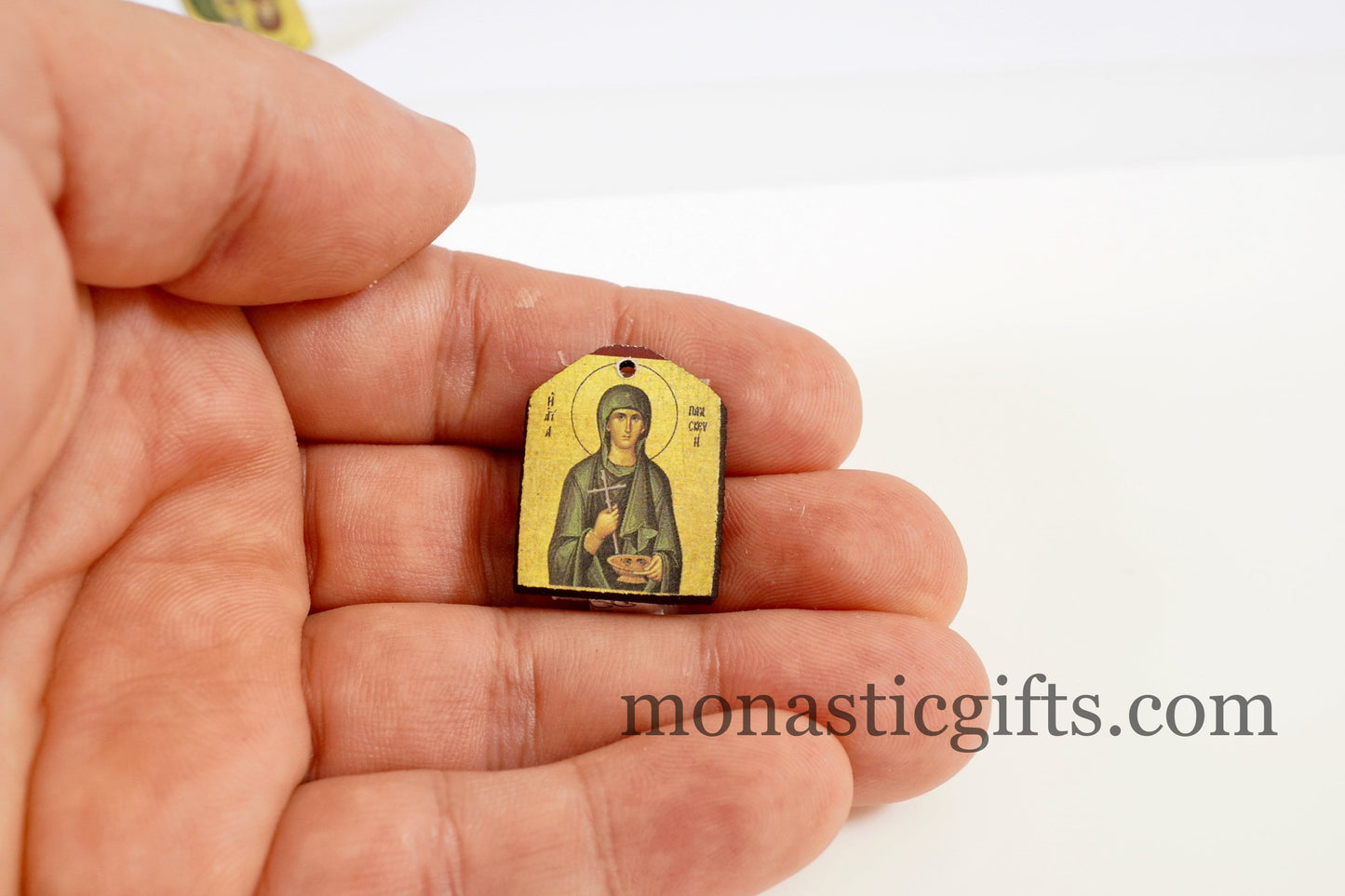 Tiny icons of  Saint Paraskevi  3pcs-Wood  Byzantine Christian  Tiny Orthodox Icon amazing idea to make orthodox Christians gifts