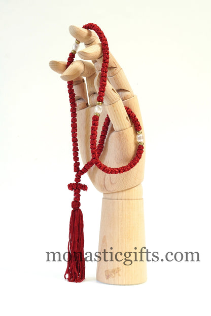 Orthodox Red Prayer Rope 100 knots -  Rosary 100 Knots -  Rosario - Komboskini - Rosenkranz