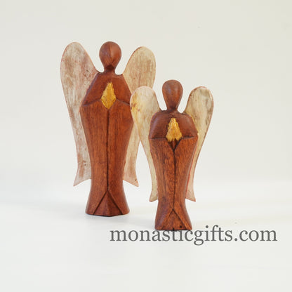 Hand carved Pray Angel Wooden figurine Wood carving Decoration Angel Standing Talisman,ideal for home decoration birth,baptism,wedding..