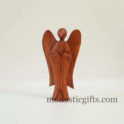 Hand carved Pray Angel Wooden(brown) figurine Wood carving Decoration Angel Standing ,ideal for home decoration birth,baptism,wedding.