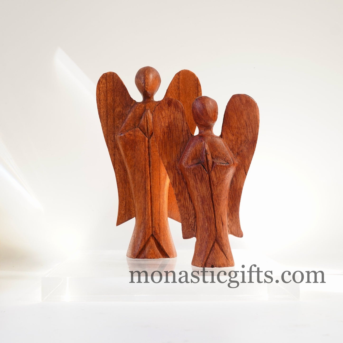 Hand carved Pray Angel Wooden(brown) figurine Wood carving Decoration Angel Standing ,ideal for home decoration birth,baptism,wedding.