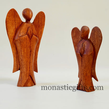 Hand carved Pray Angel Wooden(brown) figurine Wood carving Decoration Angel Standing ,ideal for home decoration birth,baptism,wedding.