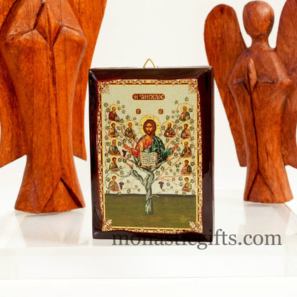 Jesus Christ Ampelos icon,Flat Icon with gilded silver-plated ornament.