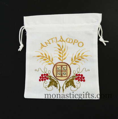 Embroidered Cotton Cloth Pouch for Prosphora, bread pouch , Cloth Pouch for Prosphora, Orthodox Communion Bread Antidoron.