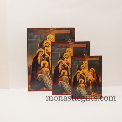 Descent from the Cross, Deposition of Christ - Neoclassical Wooden Icon, gift for believer, Our Lord 's life frame, Christian home gift