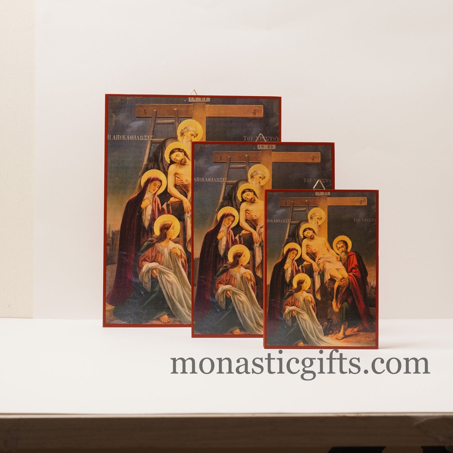 Descent from the Cross, Deposition of Christ - Neoclassical Wooden Icon, gift for believer, Our Lord 's life frame, Christian home gift