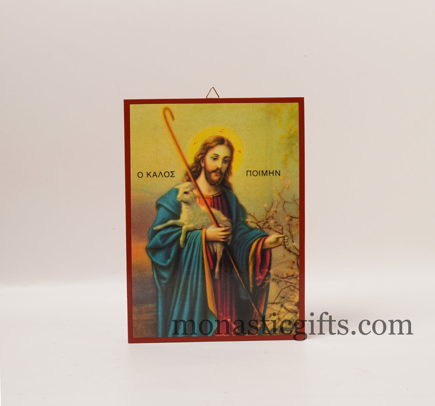 Jesus Christ, the Good Shepherd - Neoclassical Wooden Icon, gift for believer, Our Lord 's life frame, Christian home gift