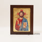 Jesus Christ Pantocrator, Silk-screen printed Serigraph Icon Based on Byzantine Art wall hanging icon on carved wood  with stand