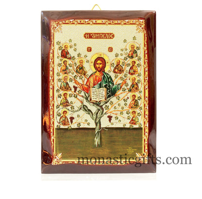 Jesus Christ Ampelos icon,Flat Icon with gilded silver-plated ornament.