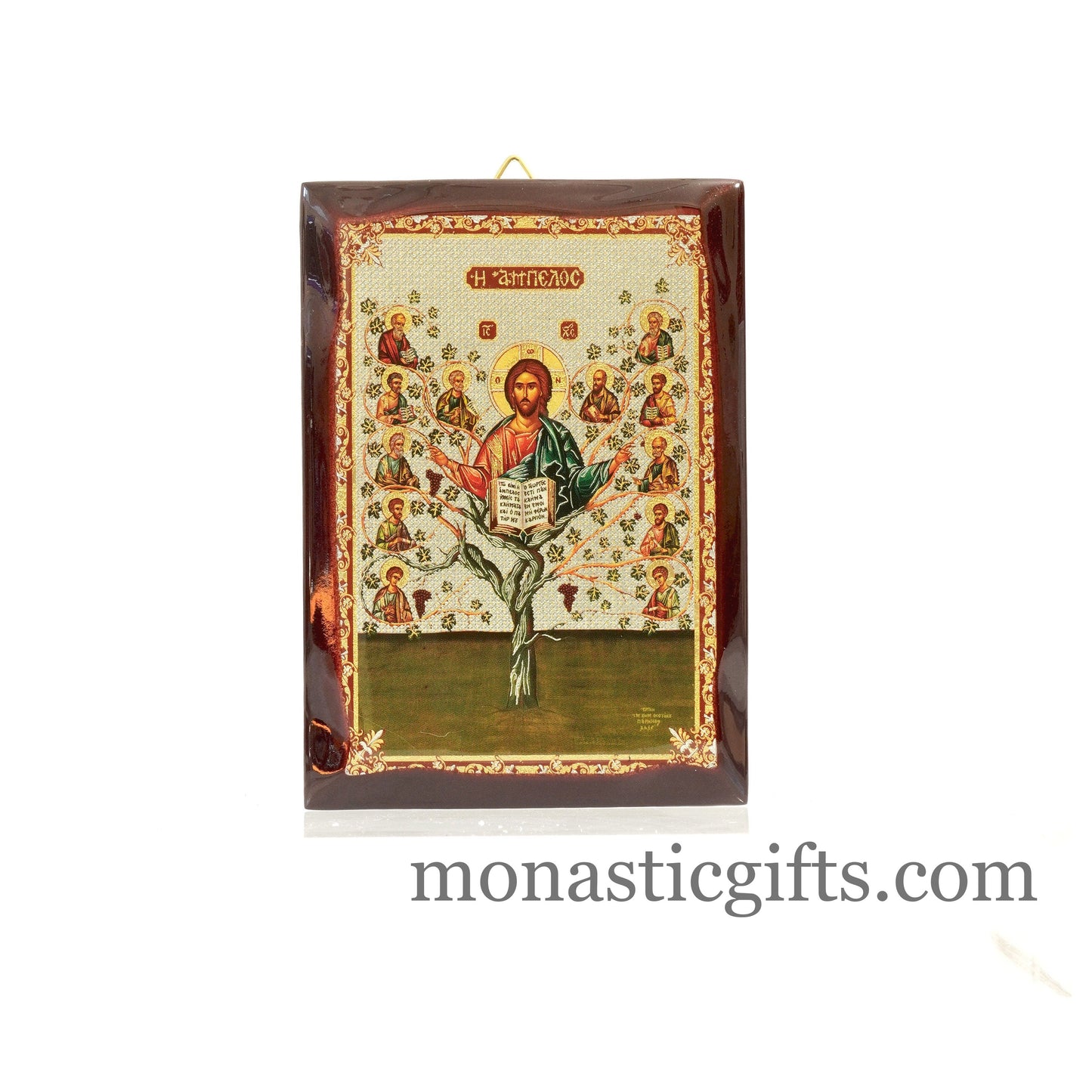 Jesus Christ Ampelos icon,Flat Icon with gilded silver-plated ornament.